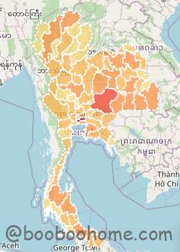 ตัวอย่างแผนที่ซึ่งใช้ไลบรารี่ leaflet ที่ใช้แผนที่แบบ choropleth